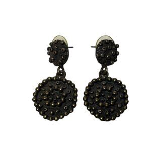 Hammered Circular Disc Bronze Colored Metal Dangle Earrings